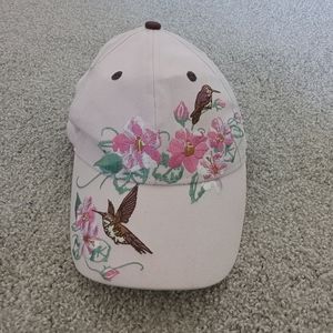 Pink Embroidered Flower Hummingbird Hat, Polar Graphics, USA, INC. 100%Cotton